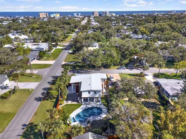 bird's eye view featuring a water view