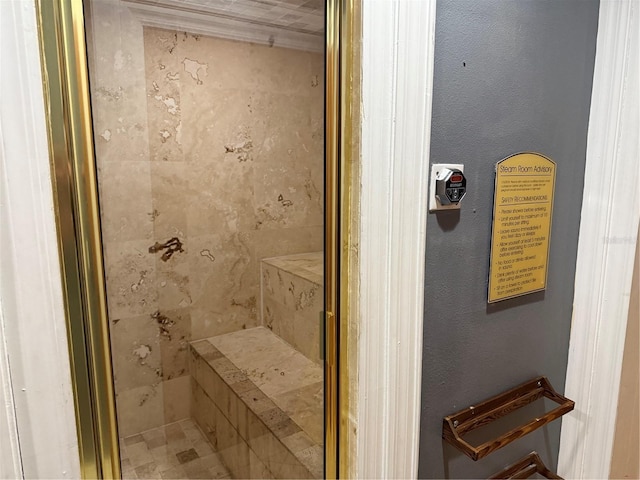 full bath with a shower stall