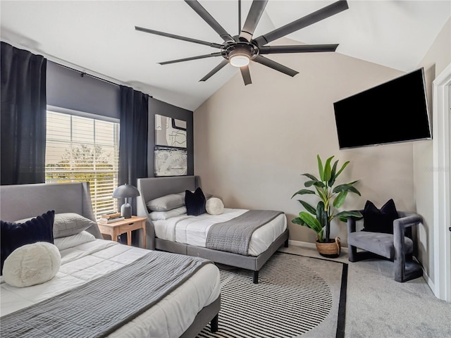 1174 Villa Ln Unit 115, Apopka, FL 32712 - bedroom featuring vaulted ceiling, carpet floors, and ceiling fan