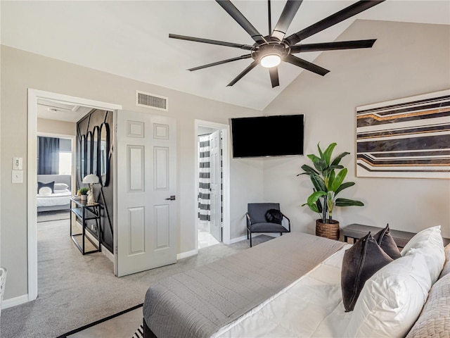 1174 Villa Ln Unit 115, Apopka, FL 32712 - bedroom featuring carpet, lofted ceiling, and a ceiling fan