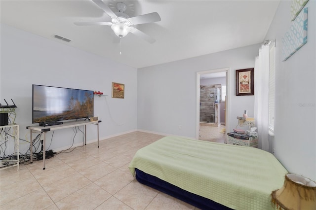 3823 Ryegrass St, Clermont, FL 34714 - tiled bedroom featuring baseboards, ceiling fan, and visible vents