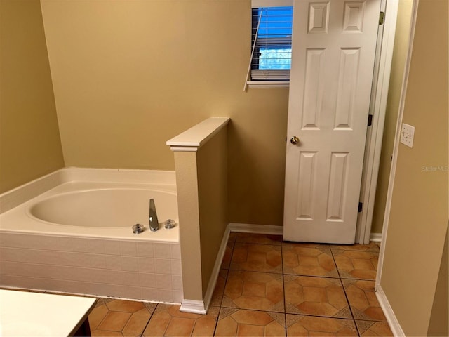 full bathroom with tile patterned floors and a garden tub