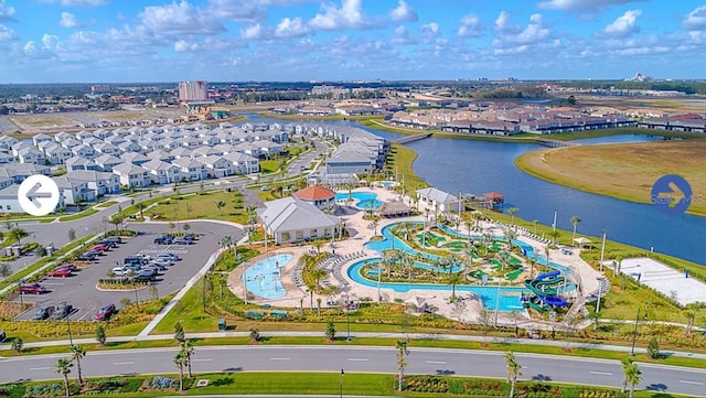 bird's eye view featuring a water view