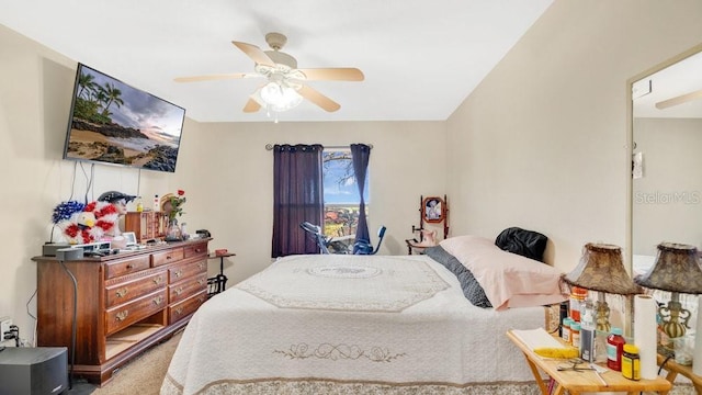 bedroom with carpet and ceiling fan