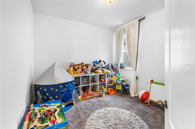 recreation room featuring carpet flooring
