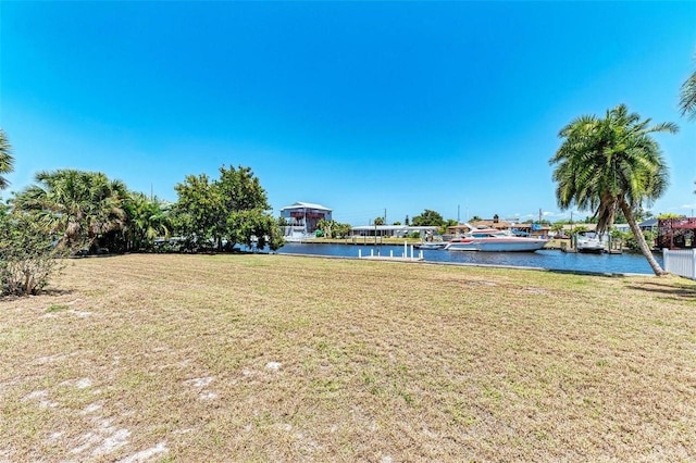 view of yard with a water view