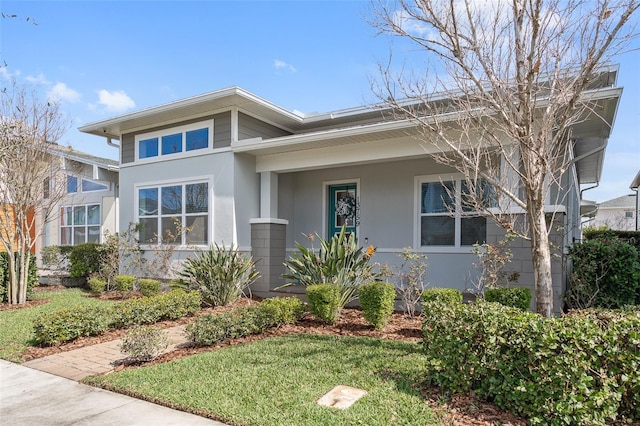 prairie-style house with stucco siding