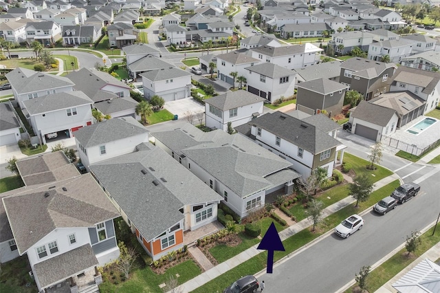 drone / aerial view featuring a residential view