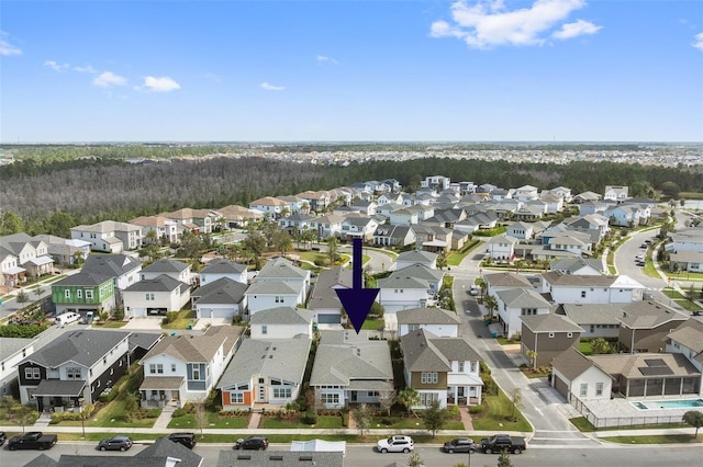 bird's eye view with a residential view