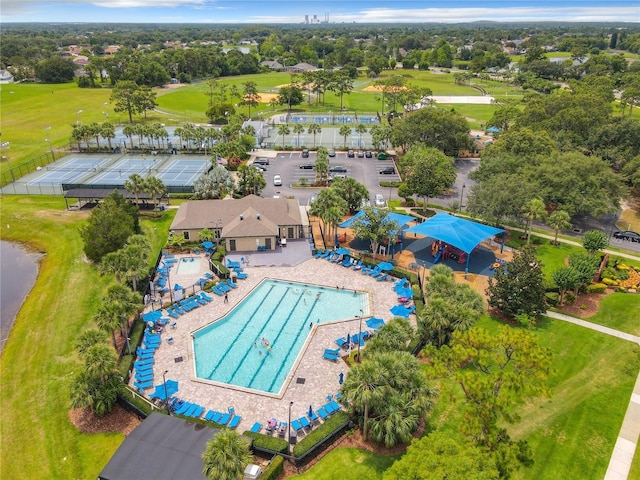 bird's eye view featuring golf course view