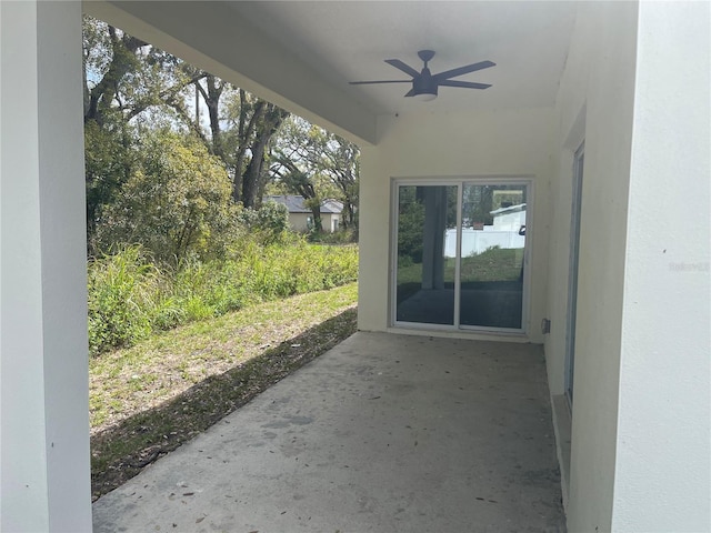 view of patio with a ceiling fan