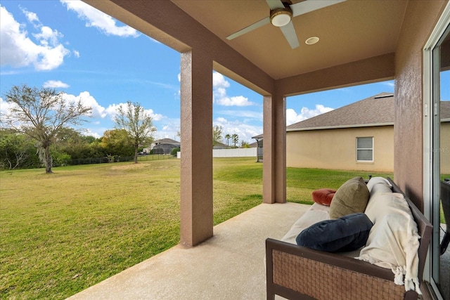 view of patio with ceiling fan