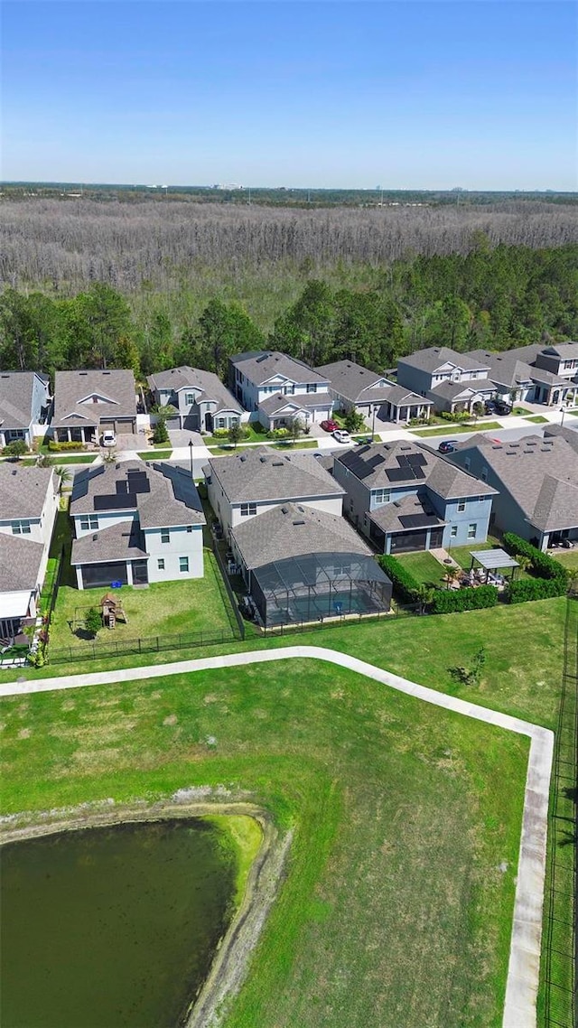 drone / aerial view with a residential view