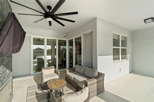 view of patio / terrace featuring an outdoor living space and ceiling fan