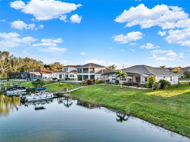 property view of water featuring a dock