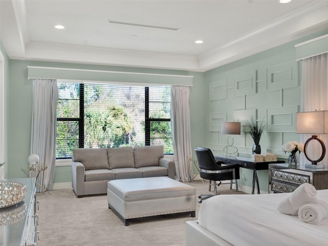 bedroom featuring crown molding, multiple windows, and baseboards