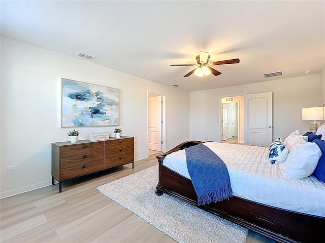 3279 Landing Vw, Tavares, FL 32778 - bedroom featuring light wood-style floors, visible vents, baseboards, and ceiling fan