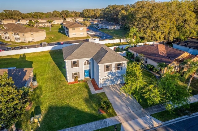 bird's eye view with a residential view