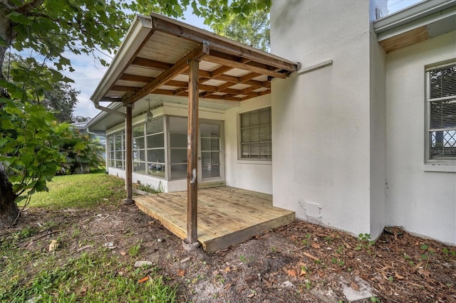 exterior space with a sunroom