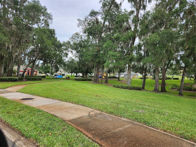 view of property's community featuring a lawn