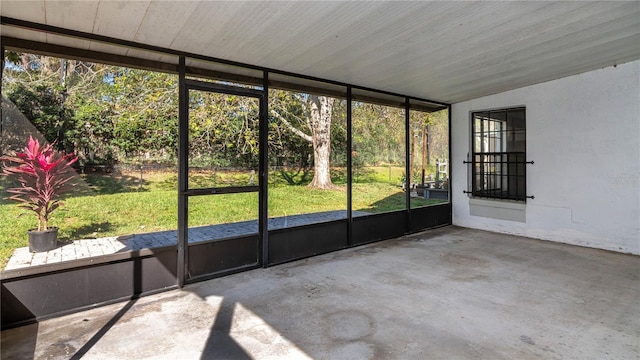 view of unfurnished sunroom