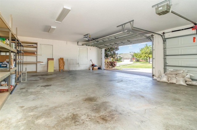 garage with a garage door opener