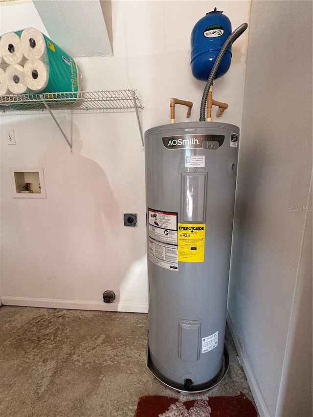 utility room with water heater