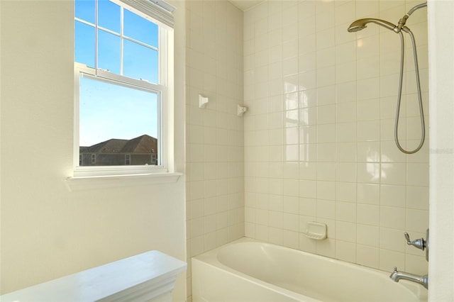 full bathroom with bathing tub / shower combination