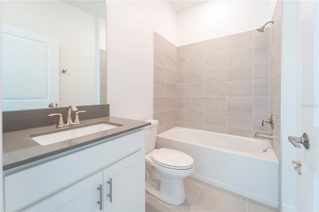 full bathroom with tile patterned floors, vanity, toilet, and shower / bathtub combination