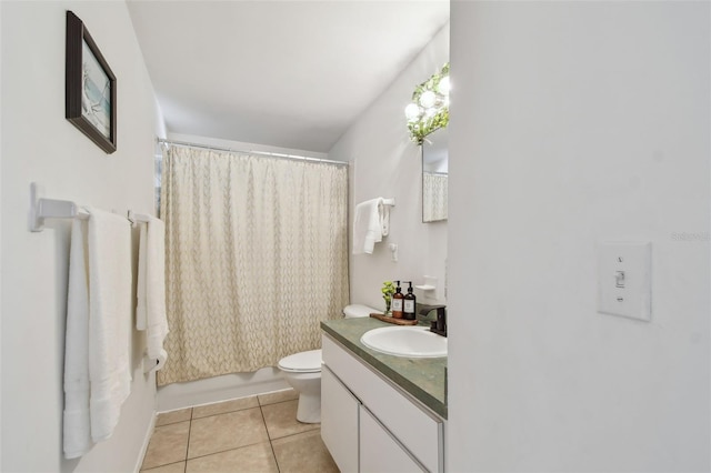 bathroom with tile patterned flooring, toilet, and vanity