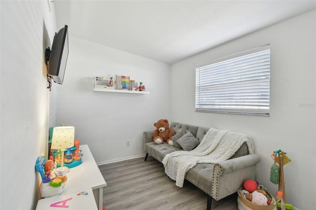 interior space featuring baseboards and wood finished floors