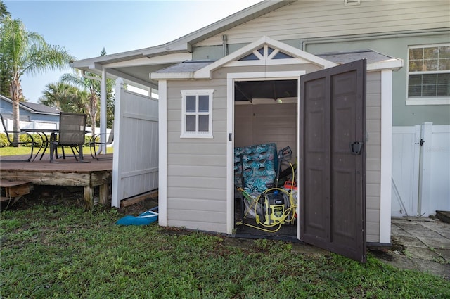 view of shed