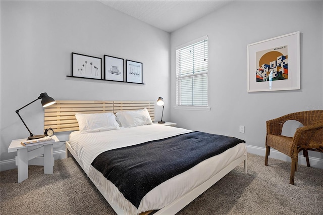 bedroom with baseboards and carpet floors