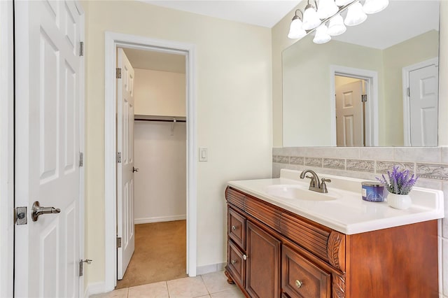 bathroom with vanity and tile patterned flooring