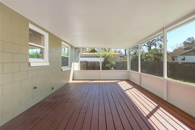 view of unfurnished sunroom