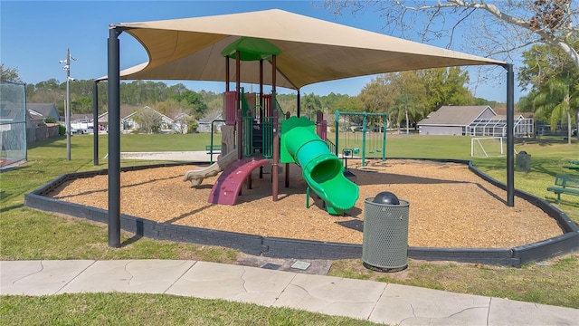 community play area featuring a lawn