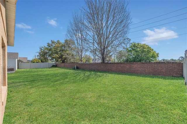 view of yard featuring a fenced backyard