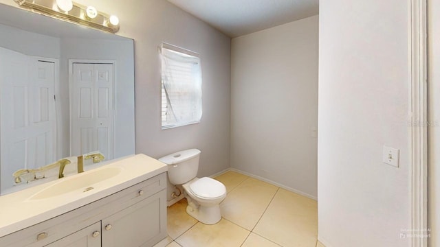 bathroom with tile patterned floors, toilet, and vanity