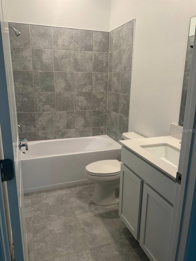 full bathroom with vanity, toilet, and bathing tub / shower combination