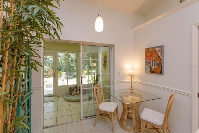 view of tiled dining area