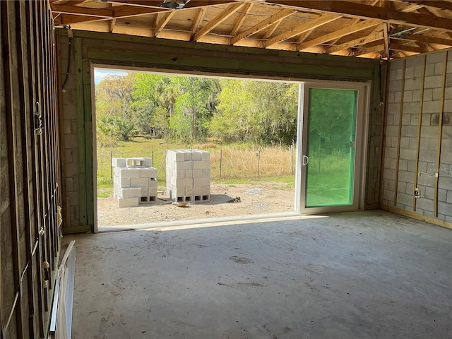 interior space featuring concrete floors