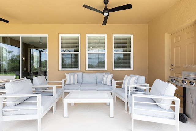 view of patio / terrace featuring outdoor lounge area and a ceiling fan