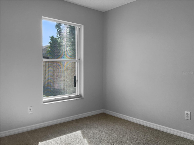 spare room with baseboards and carpet