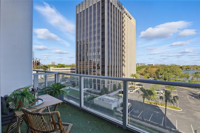 balcony with a water view