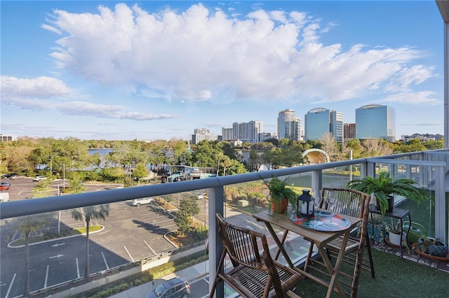 balcony featuring a city view