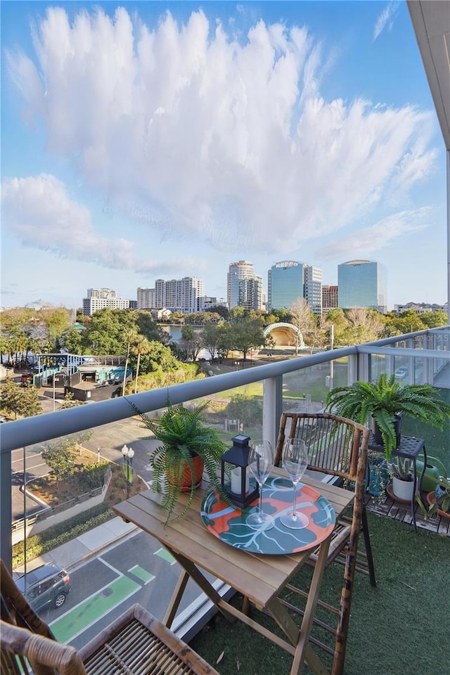 balcony with a city view