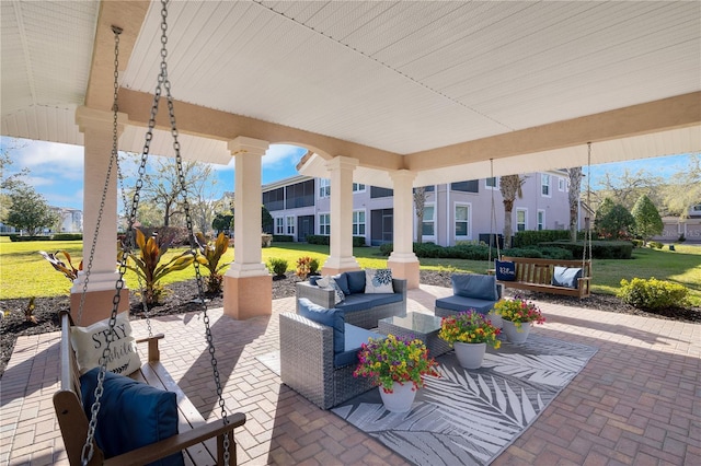 view of patio featuring outdoor lounge area