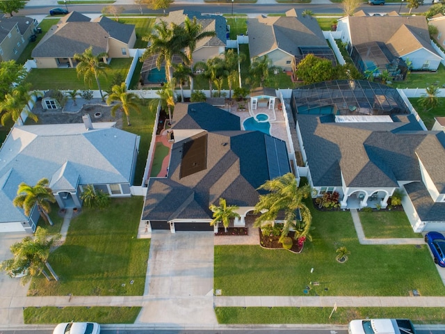 aerial view with a residential view