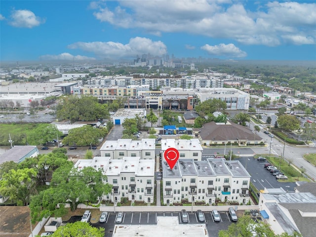 aerial view featuring a city view