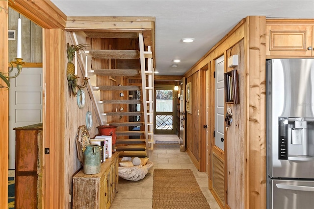 corridor featuring visible vents and recessed lighting